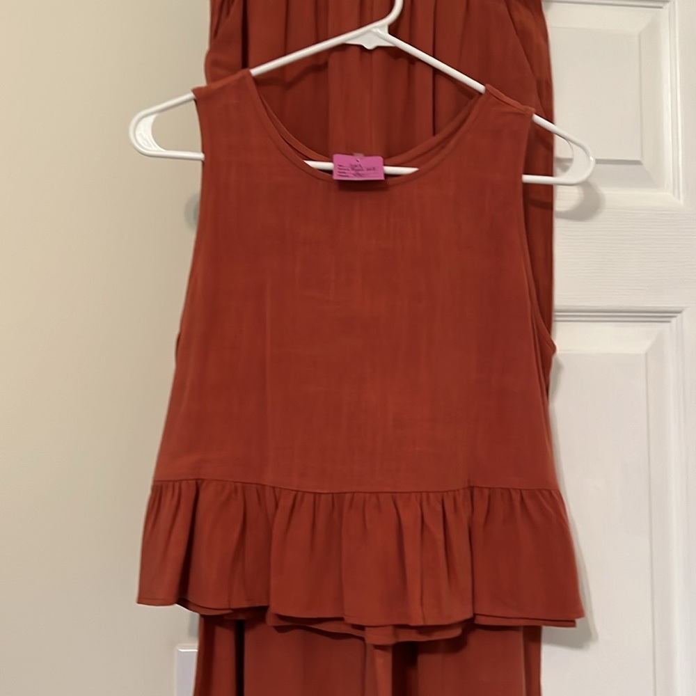 2 piece outfit cropped wide leg pants with tank top